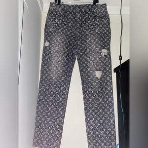 Louis Vuitton Distressed Monogram Jeans